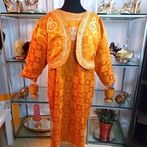 Beautiful Rirna, Two-piece African Dress, Size:1X, Orange & Gold
